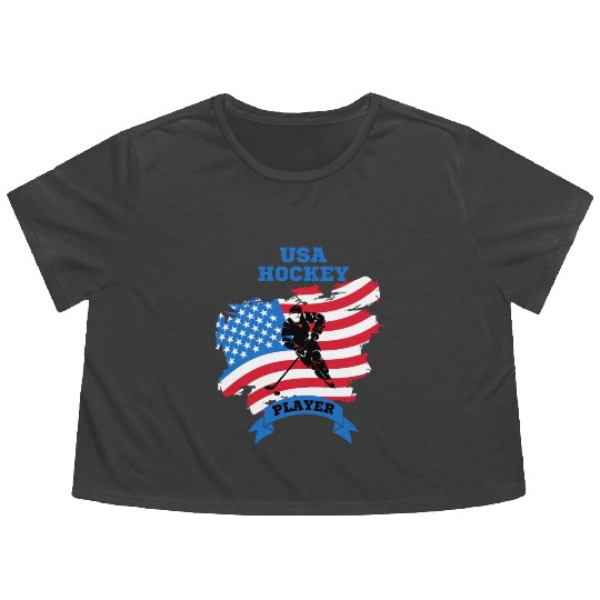 USA hockey player Flowy Cropped Tees