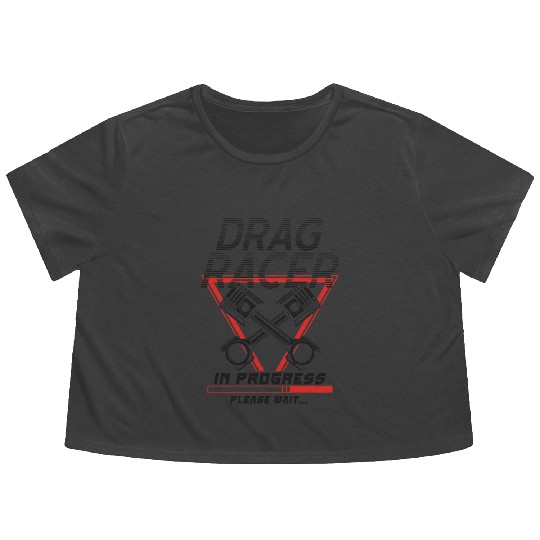 Drag Racing Race Car Retro Vintage Flowy Cropped Tees