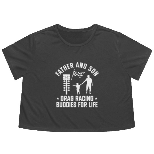 Drag Racing Race Car Dad Son Flowy Cropped Tees