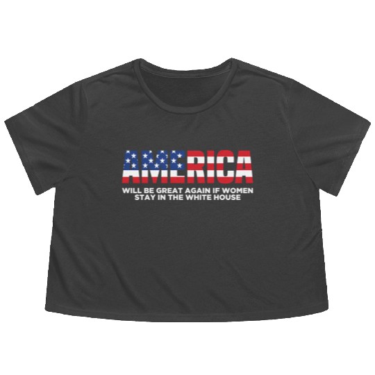 America Will Be Great Again Black Flowy Cropped Tees