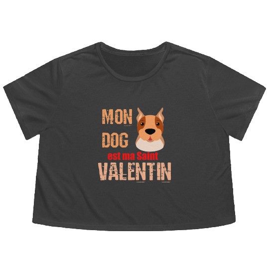 Copy of my dog is my valentine day 2022869 Flowy Cropped Tees