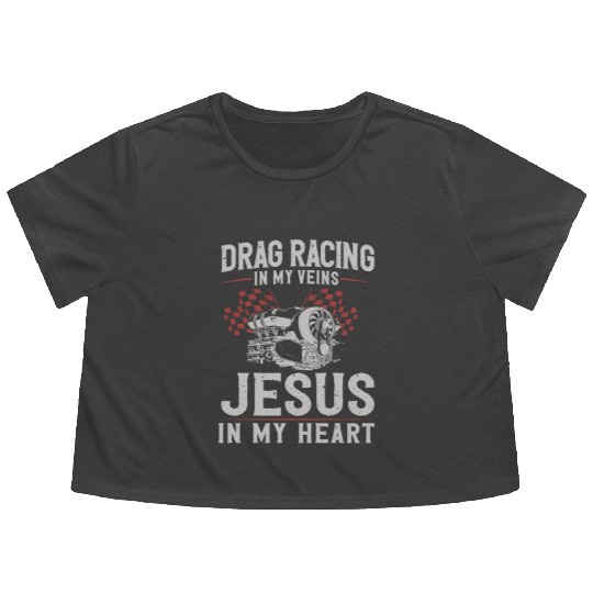 Drag Racing Race Car Drag Racing Flowy Cropped Tees