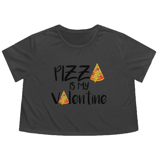 pizza is my valentine694 Flowy Cropped Tees