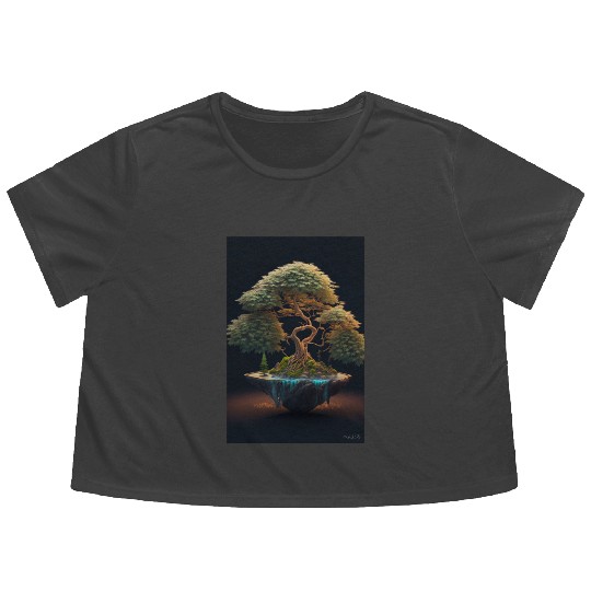 Cannabonsai - Bonsai Tree, Surreal Zen Garden, Flowy Cropped Tees
