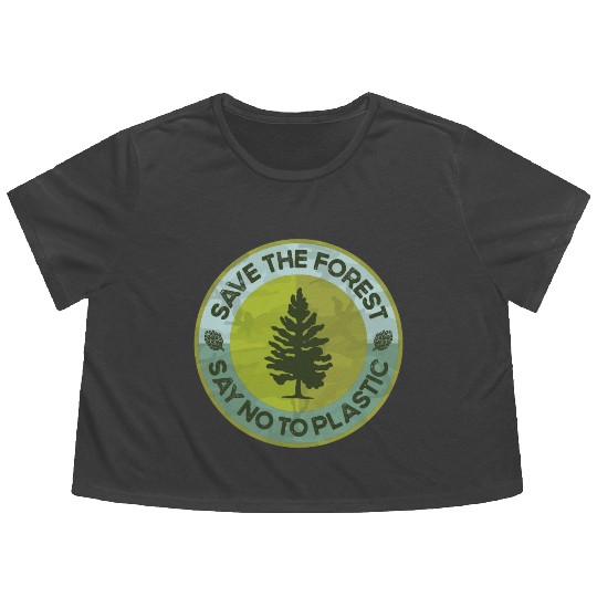 Save the Forest, Say No to Plastic - Eco-Friendly Flowy Cropped Tees