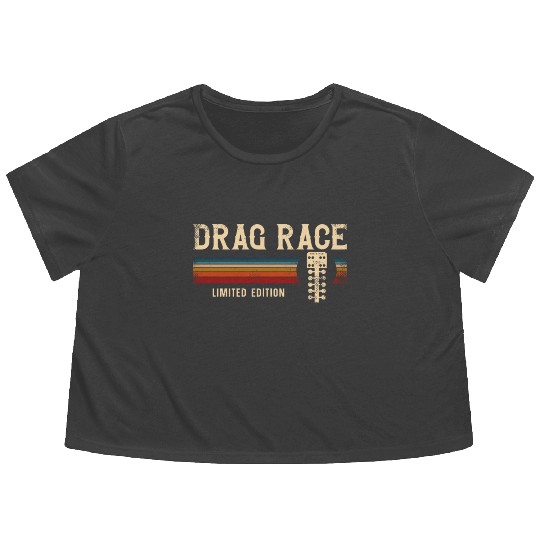 Drag Racing Race Car Retro Vintage Flowy Cropped Tees