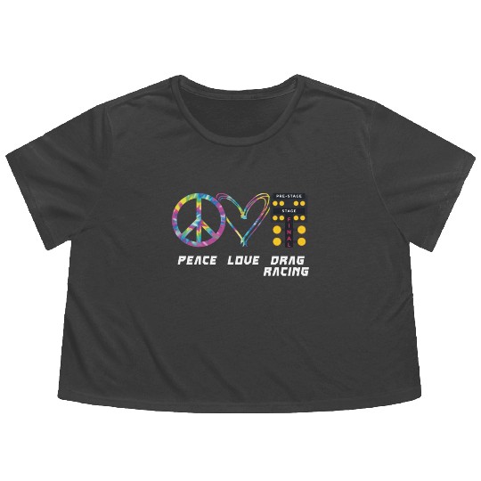 Drag Racing Race Car Girl Retro Flowy Cropped Tees