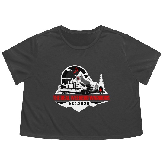 The Real Weekend Warriors Latest Logo in Red Flowy Cropped Tees