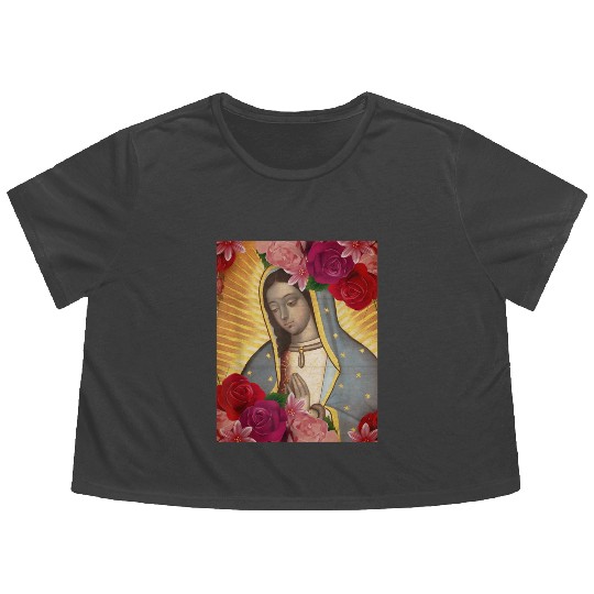 Our Lady of Guadalupe Rose Mexican Catholic Juan D Flowy Cropped Tees