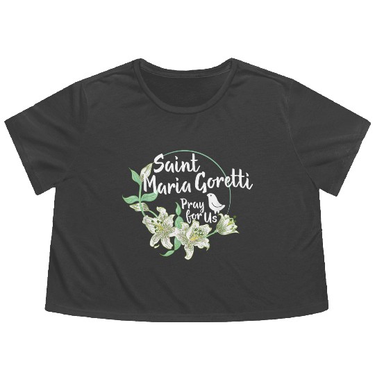 St. Maria Goretti Purity Catholic Saints Lily Symb Flowy Cropped Tees