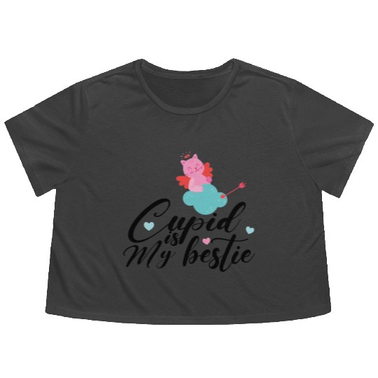 Cupid is my bestie gift for valentine cupid lovers Flowy Cropped Tees