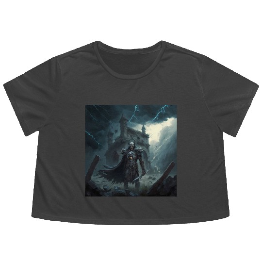 Death Knight in Thunderstorm Flowy Cropped Tees
