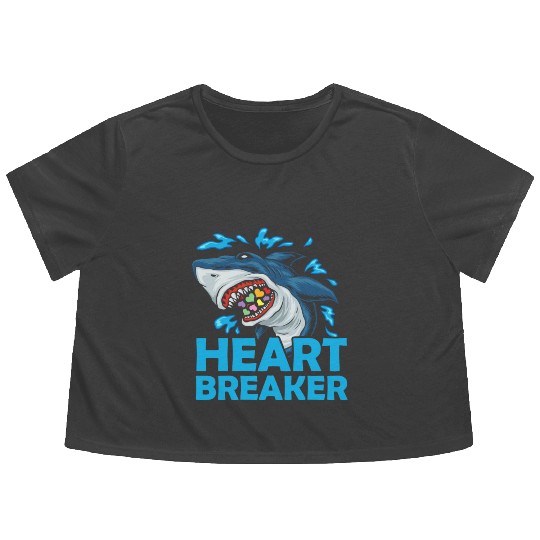 Heartbreaker Shark Anti-Valentine's Day Solo Flowy Cropped Tees