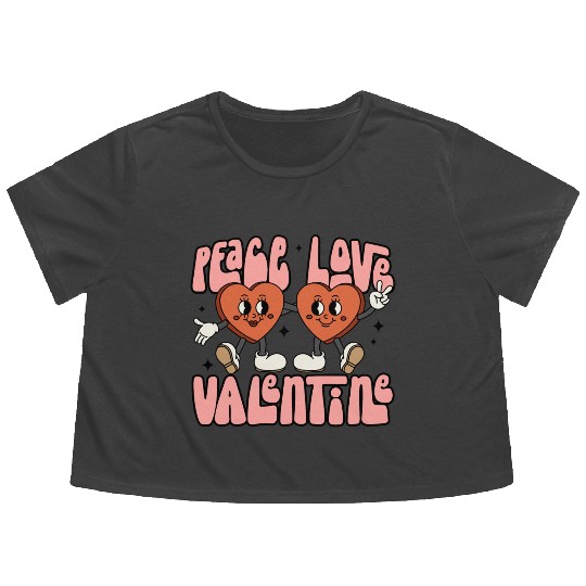 Peace Love Valentine Candy Heart Flowy Cropped Tees
