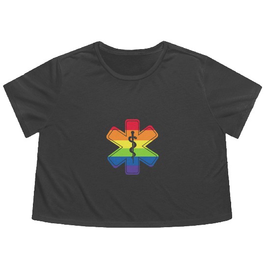 LGBT Caduceus EMT Medical Symbol Flowy Cropped Tees