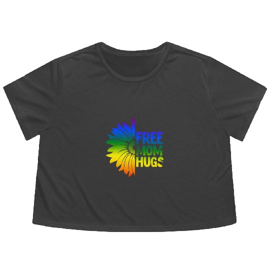 Free Mom Hugs, LGBT Sunflower Flowy Cropped Tees