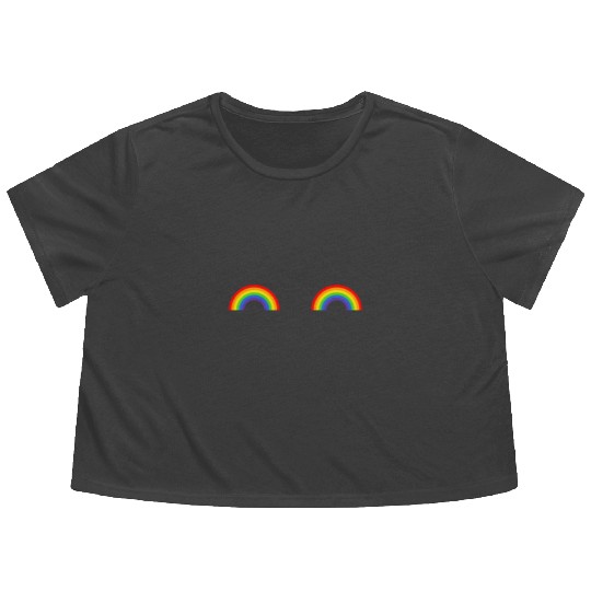 LGBT Rainbow Flag Titties Flowy Cropped Tees
