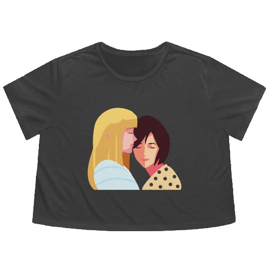 lesbian lgbtq pride valentine day 2023 valentines Flowy Cropped Tees
