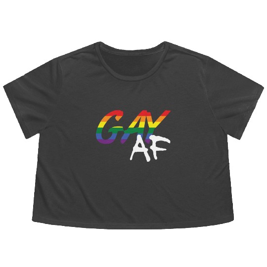 Gay AF LGBT Gay Pride Rainbow Colors Graffiti Flowy Cropped Tees