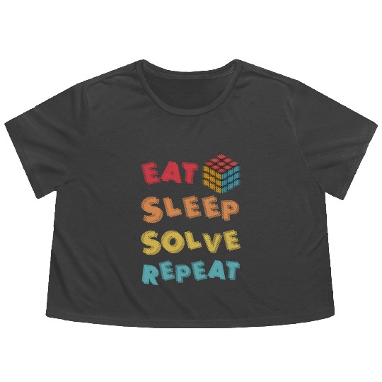 Eat Sleep Solve Repeat Math Speed Cubing Genie Flowy Cropped Tees