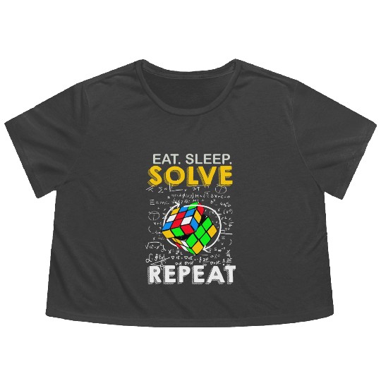 Eat Sleep Solve Repeat Math Speed Cubing Genie Flowy Cropped Tees