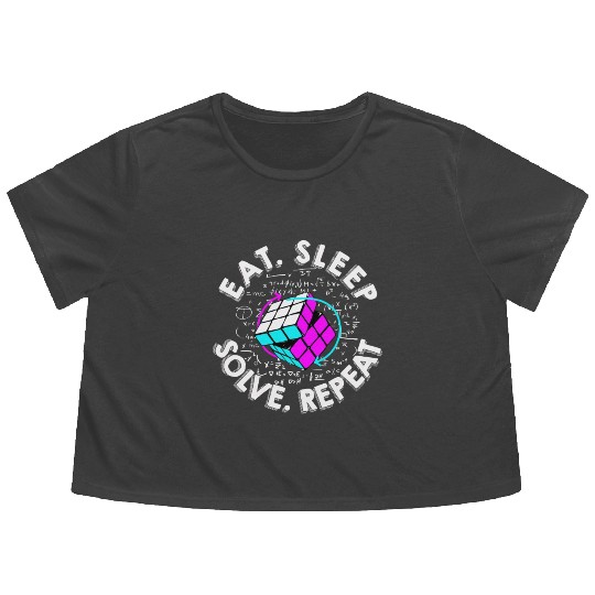 Eat Sleep Solve Repeat Math Speed Cubing Genie Flowy Cropped Tees