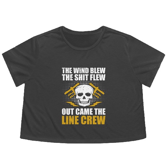 Funny Electrical Lineman Saying Thank A Lineman Flowy Cropped Tees