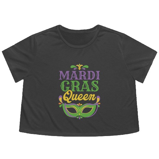 Mardi Gras - Queen Flowy Cropped Tees