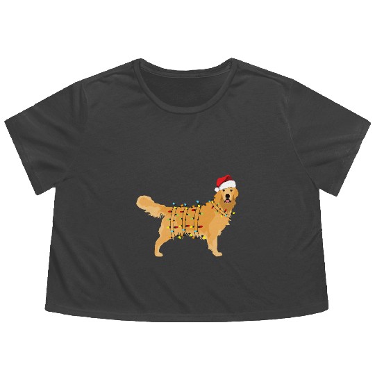Christmas Golden Retriever Happy New Year Gift For Flowy Cropped Tees
