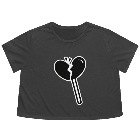 Broken Heart Lollipop Candy Flowy Cropped Tees