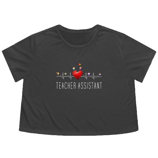 Teacher Assistant Heartbeat Kindergarten Flowy Cropped Tees