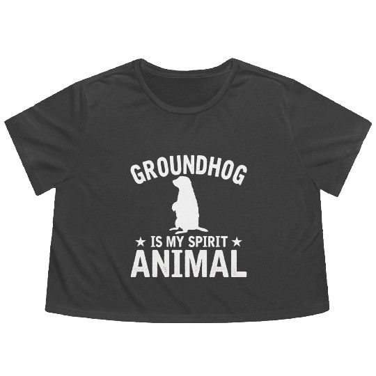 Groundhog Is My Spirit Animal Flowy Cropped Tees Animal Lover