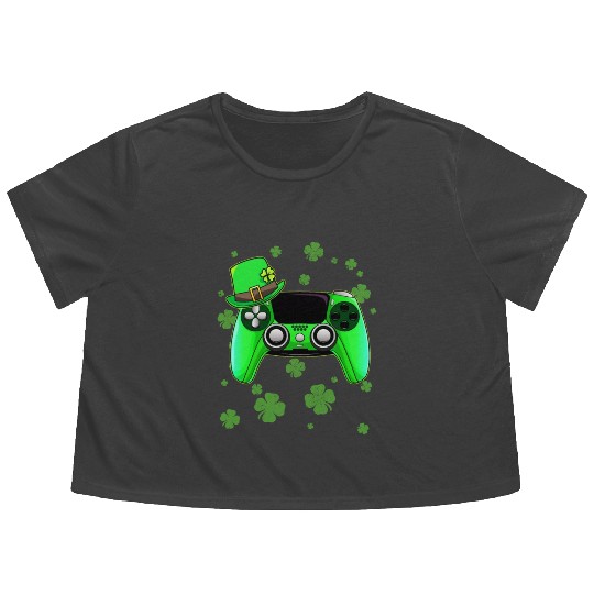 Game Console St Patricks Day Gamer Flowy Cropped Tees