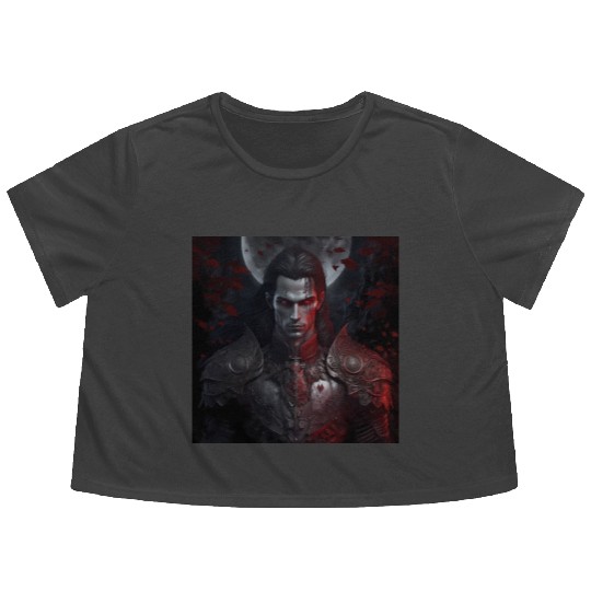 Dark fantasy vampire version 8 Flowy Cropped Tees
