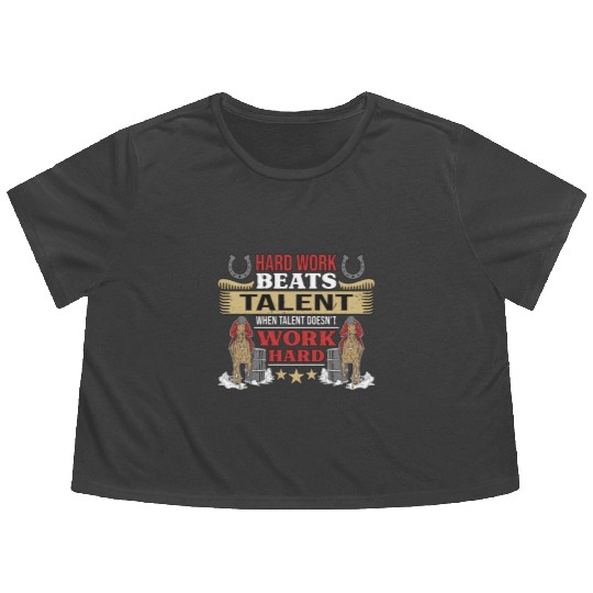 Barrel Racing Hard Work Beats Talent Horse Racing Flowy Cropped Tees