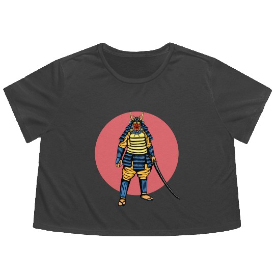 Japanese samurai warrior young pink mask Flowy Cropped Tees