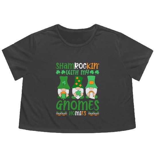 Shamrockin' With My Gnomes Homies St. Patrick's Flowy Cropped Tees
