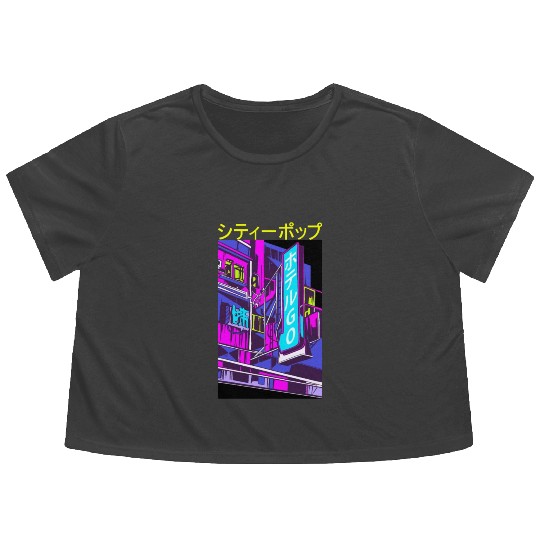 Japanese City Pop 70s 80s Vaporwave Aesthetic Flowy Cropped Tees