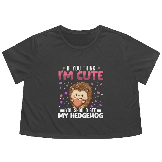 Hedgehog Heart Valentine's Day Animal For Womens Flowy Cropped Tees