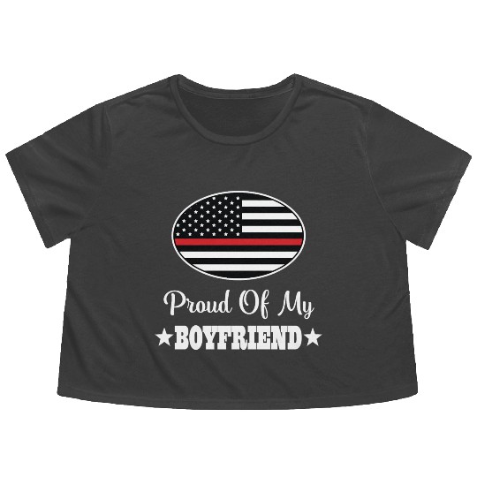 Firefighter Proud of my Boyfriend Flowy Cropped Tees