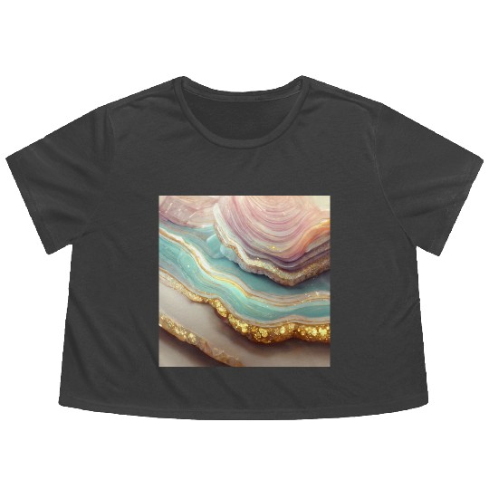 Pastel Agate Geode Stone Flowy Cropped Tees