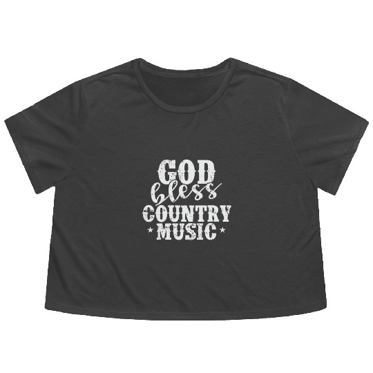 God bless Country Music USA America Cowboys Flowy Cropped Tees