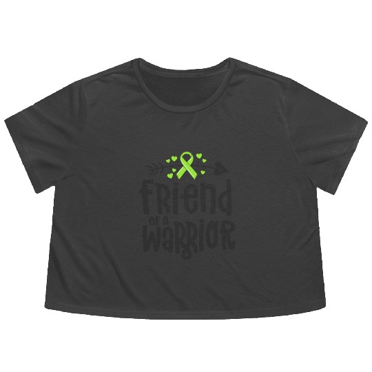 Friend Of A Warrior Lime Green Ribbon Lyme Flowy Cropped Tees