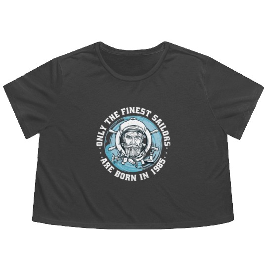 Sailors Sailboats Vintage 1985 Birthday fun Flowy Cropped Tees