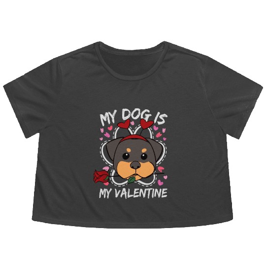 My Dog Is My Valentine Flowy Cropped Tees