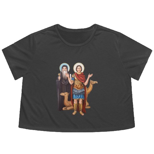 Pope Kyrillos and saint Mina. Coptic church. Flowy Cropped Tees