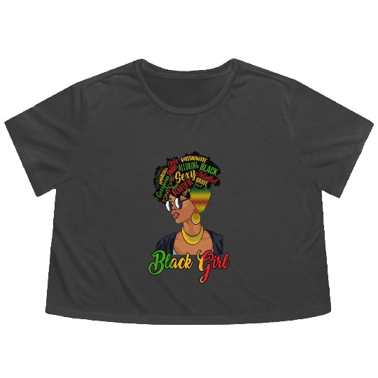 Juneteenth Independence Day Black Girl Flowy Cropped Tees