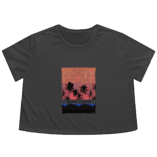 Saint Lucia Caribbean Vacation Souvenir Beach Flowy Cropped Tees