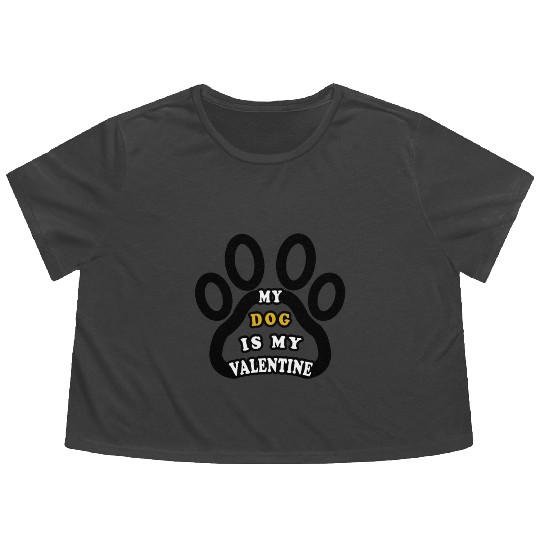 My dog is my valentine Flowy Cropped Tees