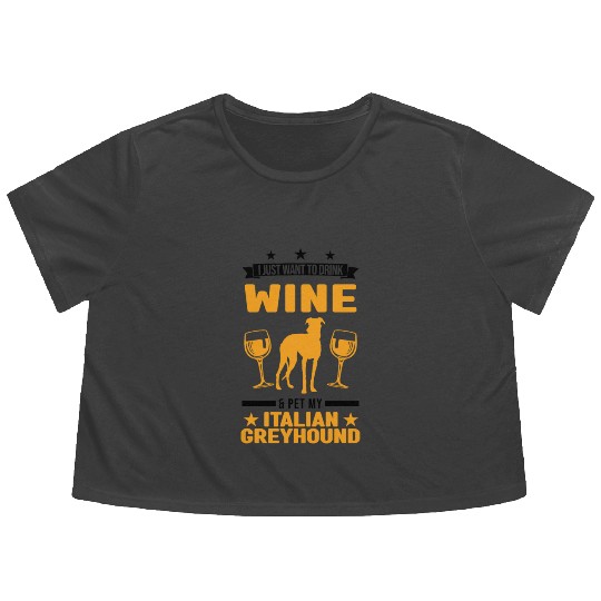 Italian Greyhound And Wine Flowy Cropped Tees